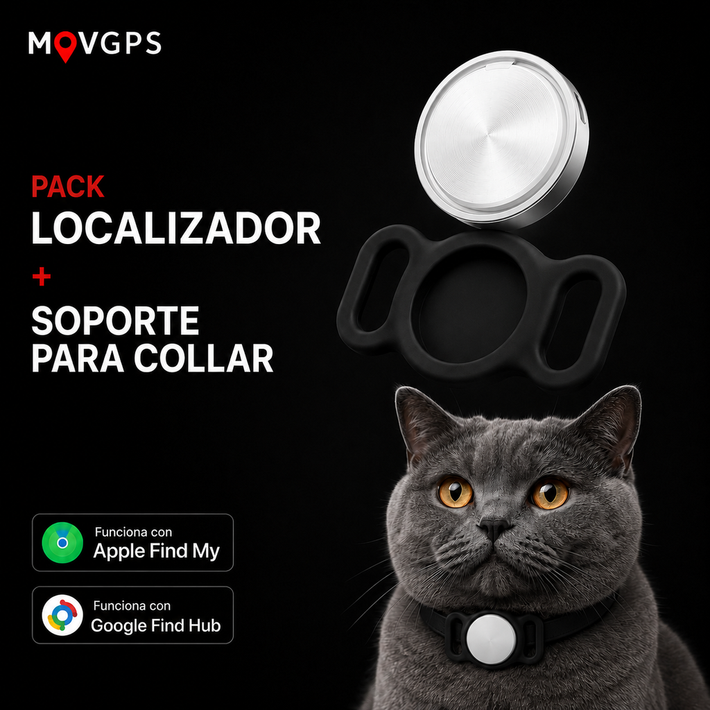 Localizador GPS MOVGPS 360° - Mascotas, Autos, Bolsos y Llaves - Anti Robo y Anti Pérdida
